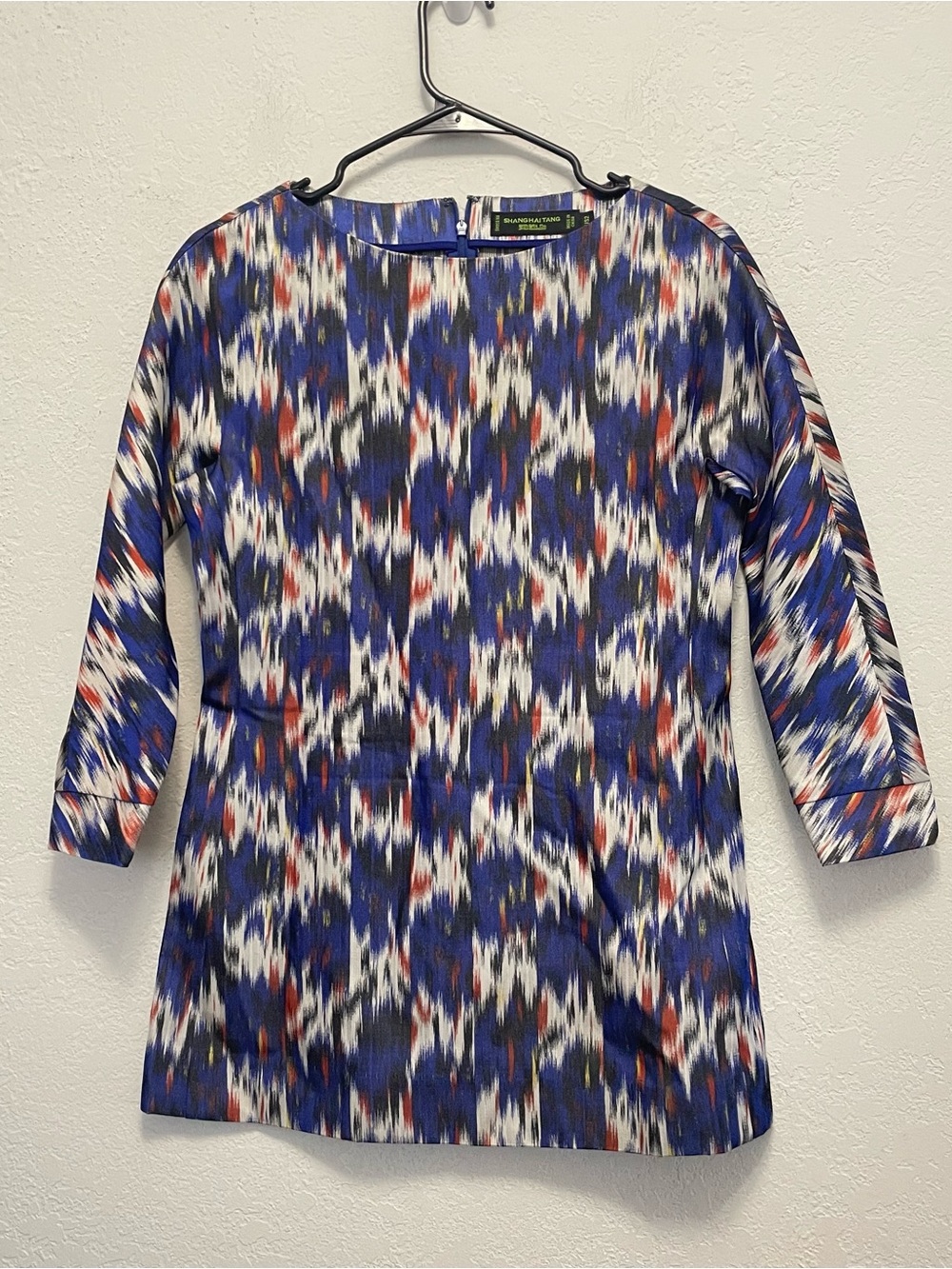 Shanghai Tang Womens Nature Print Silk Cotton Blend Multicolor Tunic Size US 2